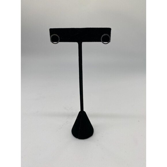 Simple Hollow Circle CZ Paving Stud Earrings For Women In Silver Alloy - Picture 3 of 6